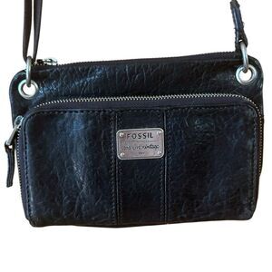 Fossil Black Crossbody Leather Wallet 1954 Long Live Vintage Travel